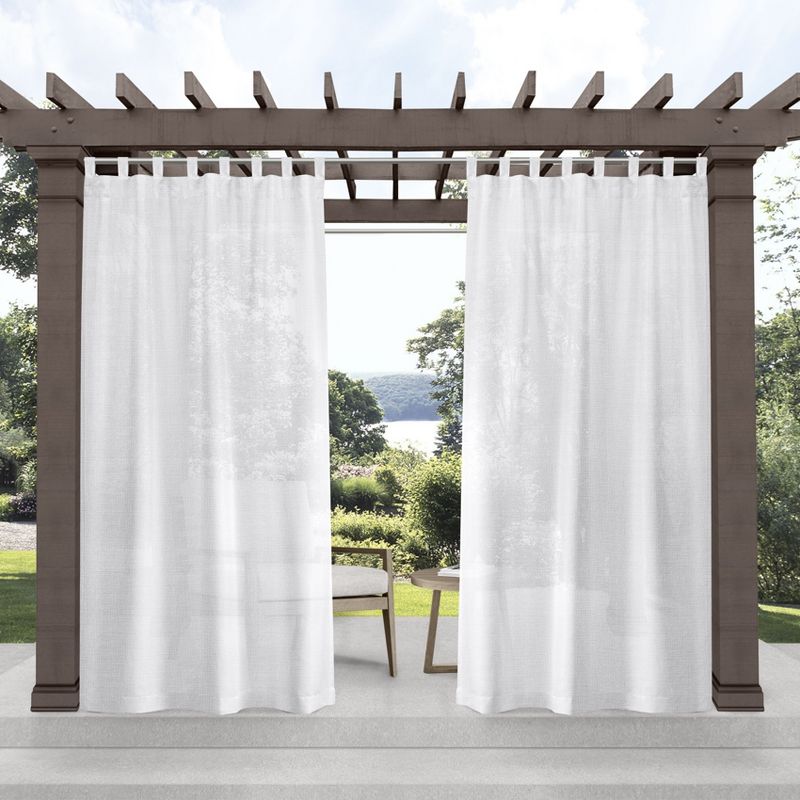 Exclusive Home Miami Semi-Sheer Indoor/Outdoor Hook-and-Loop Tab Top Curtain Panel Pair, 54"x96", Winter White, 1 of 8