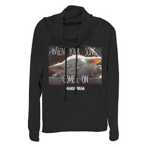 Junior's Star Wars: The Mandalorian The Child When Your Song Comes On Cowl Neck Sweatshirt - 1 of 4