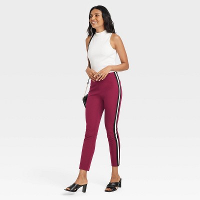 Women's High-Rise Regular Fit Tapered Ankle Knit Pants - A New Day™  Burgundy XL