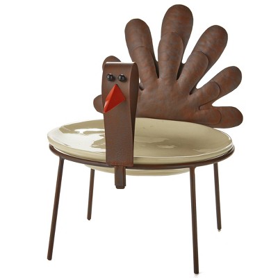 Lakeside Thanksgiving Platter with Turkey-Shaped, Rustic Stand for Side Dishes