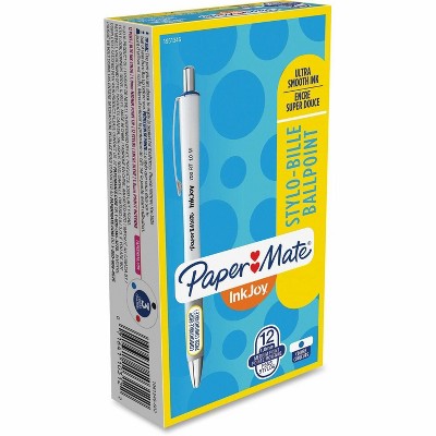 Paper Mate InkJoy 700 RT Retractable Ballpoint Pen 1mm Blue Ink White Barrel Dozen 1951346