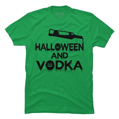 Men's Design By Humans Halloween and Vodka By melcu T-Shirt