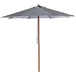 Northlight Striped Outdoor Patio Market Umbrella with Wooden Pole - 8.5' - Blue and White - 1 of 4