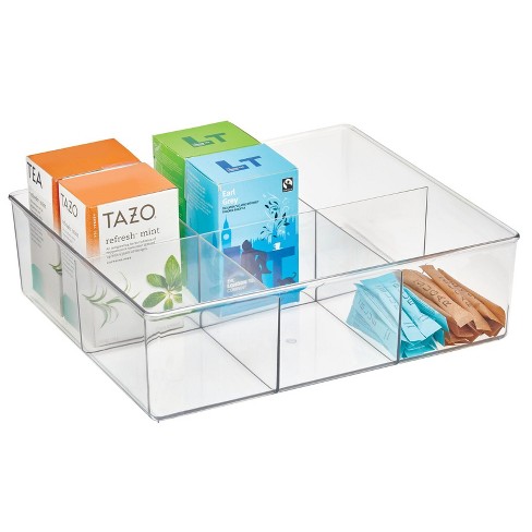 Tea Bags Storage Container Stackable Divided Acrylic Tea Holder Organizer  Storage Bin for Drawer Kitchen Seasoning Pantry Cabinet Small