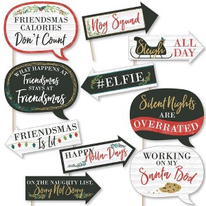 Big Dot of Happiness Funny Rustic Merry Friendsmas - Friends Christmas Party Photo Booth Props Kit - 10 Piece - 1 of 4