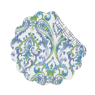C&F Home Juliet Round Quilted Reversible Bright Paisley Placemats Set of 6, 17"