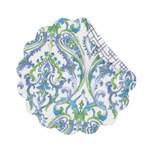 C&F Home Juliet Round Quilted Reversible Bright Paisley Placemats Set of 6, 17" - 1 of 4