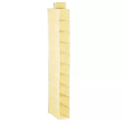 mDesign Soft 10-Shelf Fabric Closet Hanging Storage Unit - Light Yellow/White