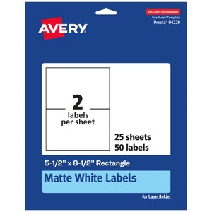 Avery Matte White Rectangle Labels, 5-1/2" x 8-1/2" - 1 of 4