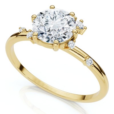 Pompeii3 1Ct Diamond Flame Engagement Ring 14k Gold Lab Created EF/VS
