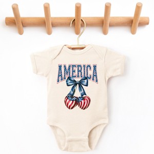 The Juniper Shop America Flag Cherries Coquette Baby Short Sleeve Bodysuit - 1 of 4