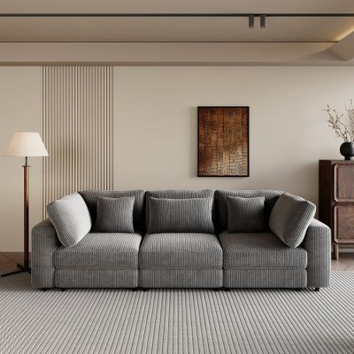 3 Seater Sofa with Removable Back Cushions and 5 Pillows, for Living Room, Apartment, Spacious Space, CENGHU Couches for Living Room