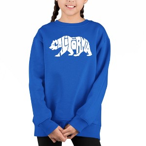 LA Pop Art California Bear - Girl's Word Art Crewneck Sweatshirt - 1 of 3