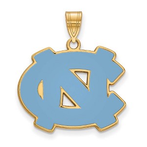Black Bow Jewelry 14k Yellow Gold Plated Sterling Silver North Carolina Tar Heels NCAA Large Pendant - 1 of 3