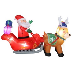 Karl Home Double Deer Cart with Santa Christmas Inflatable Decoration - 1 of 4
