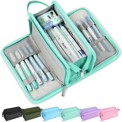 Fmeida Large Pencil Case, Big Capacity Pencil Pouch Pen Bag with 3 Compartment, Portable Canvas Stationery Organizer with Zipper