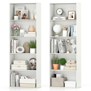 Tangkula 2 PCS 5-Tier Bookshelf Open Bookcase Freestanding Display Shelf Storage Organizer - 1 of 4