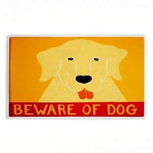 Stupell Industries Beware Of Dog Greeting Printed Plush Bath Mat And Bath Rug, Design By Stephen Huneck, 18"X30" - 1 of 4