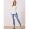 Allegra K Women's Casual Jacquard Hollow Out Square Collar Puff Long Sleeve Pullover Tops - 3 of 4
