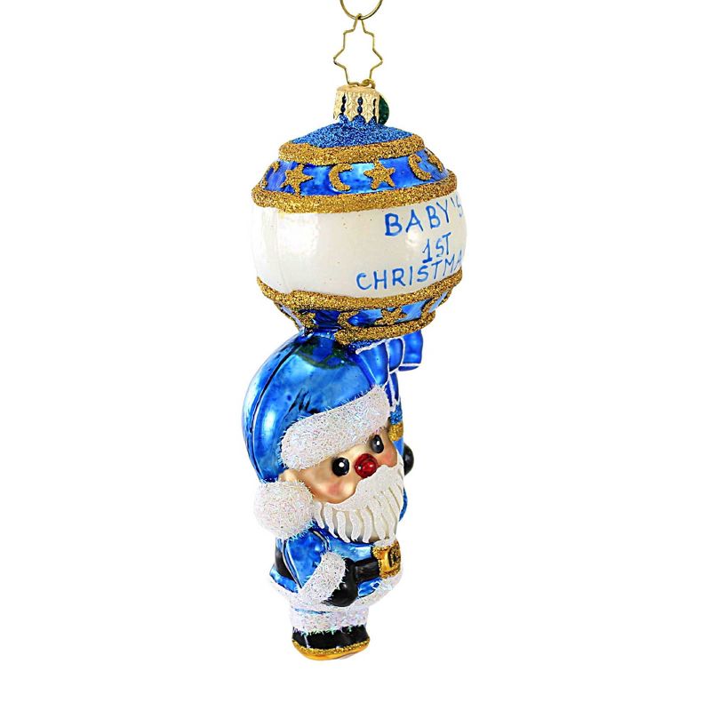 Christopher Radko Company 5.75 In First Christmas Rattle Baby Blue Santa  Baby Tree Ornaments, 2 of 4