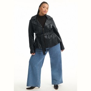 June + Vie by Roaman's High-Low Peplum Leather Jacket - 1 of 4