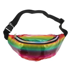 Unique Bargains Stylish Zip Reflective Holographic Sports Waist Bag Iridescent 1 Pc - 1 of 4
