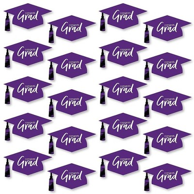 Big Dot of Happiness Purple Graduation Hat Decorations - DIY Large Party Essentials - 20 Count