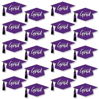 Big Dot of Happiness Purple Graduation Hat Decorations - DIY Large Party Essentials - 20 Count