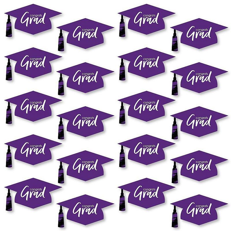 Big Dot of Happiness Purple Graduation Hat Decorations - DIY Large Party Essentials - 20 Count, 1 of 8