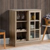 HOMCOM Sideboard with Sliding Glass Door, Wine Cabinet, Coffee Bar Cabinet for Liquor and Glasses, 6-bottle Wine Rack and Stemware Racks, Brown - image 3 of 4