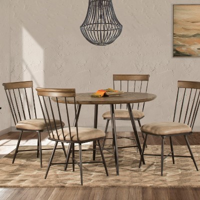 Forest Hill Round Reclaimed Wood Dining Table with Metal Legs
