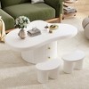 Cloud Coffee Table Set of 3 with 2 Drawers and Stools, Modern Irregular Table for Living Room or Lounge - 2 of 4