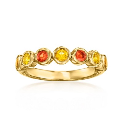 Ross-Simons 0.70 ct. t.w. Orange and Yellow Sapphire Ring With .20 ct. t.w. Citrines in 18kt Gold Over Sterling
