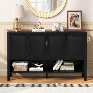 55.1'' Storage Sideboard with 4-Doors, Open Shelf and 2-Tiers Adjustable Shelves, Modern Cabinet, Suitable for Living Room, Hallway, Dining, Office - 1 of 4
