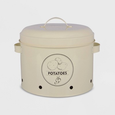 8" Potato Storage Metal Tin Ivory - Esschert Design