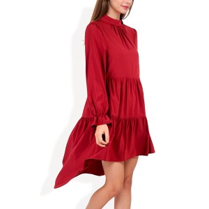 Anna-Kaci Women's High Neck Tiered Swing Dress with Long Sleeves for Casual Looks - 1 of 4