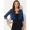 Allegra K Women's Elegant 3/4 Sleeve Sheer Floral Lace Cropped Bolero Shrugs - 2 of 4