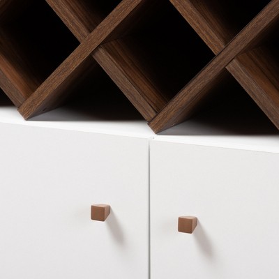 Serafino White and Walnut Mid-Century Modern Wine Cabinet