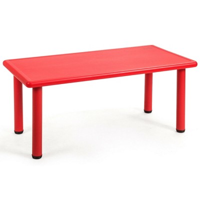 Costway Kids Plastic Rectangular Learn and Play Table Playroom Kindergarten Home Red