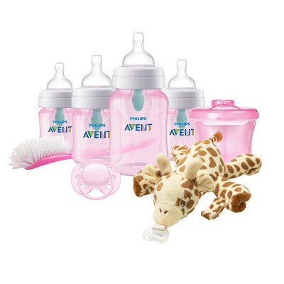 Philips Avent Anti-Colic Baby Bottle with AirFree Vent Newborn Gift Set with Snuggle - Pink - 8pc