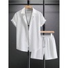 TIME HOLLOW Solid Button-Up Shirt & Shorts Set - Ideal For Vacations - 3 of 3