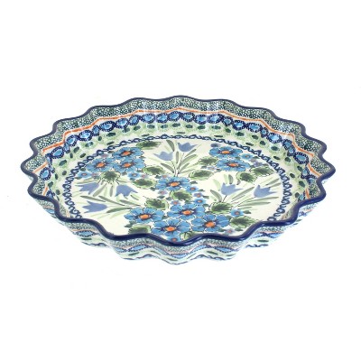 Blue Rose Polish Pottery Ballina Scallop Quiche Dish