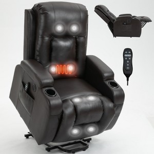 Power Lift Recliner Chair for Elderly, 8-Point Vibration Massage, Lumbar Heat, USB Port & Cup Holders - ModernLuxe - 1 of 4