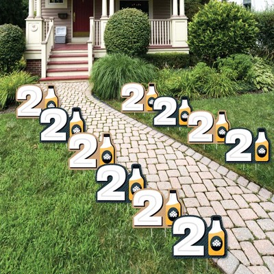 Big Dot of Happiness Cheers and Beers to 21 Years - Twenty-One Shaped Lawn Decorations - Outdoor 21st Birthday Party Yard Decorations - 10 Piece