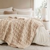 Sapphtopaz 50"x60" Ruched Faux Fur Blanket, Ultra-Soft Comfy Throw Blanket for Bed, Reversible Solid Faux Fur Oeko-Tex Bedding for Bedroom - 2 of 4