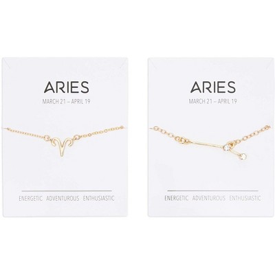 Zodaca 2 Piece Aries Zodiac Necklace and Bracelet Jewelry Set for Women, Gold