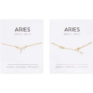 Zodaca 2 Piece Aries Zodiac Necklace and Bracelet Jewelry Set for Women, Gold - 1 of 4