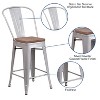 Emma and Oliver 24"H Metal Counter Height Stool with Back and Square Wood Seat - 3 of 4