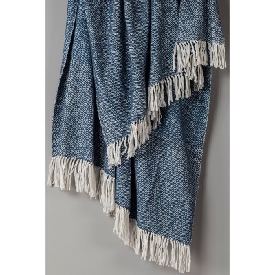 50"x60" Chevron Throw Blanket Blue - Rizzy Home