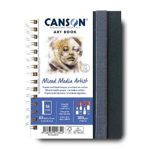 Canson Artist Series Mixed Media Art Book, Fabric Cover, Side Wire Binding, 56 Sheet, 5.8x8.3 inch - 1 of 4